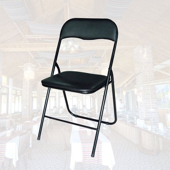 BRASQ Chaise pliante noire - Chaise pliante - Chaise pliante 43x38x78 cm - PVC - Chaise de salle à manger