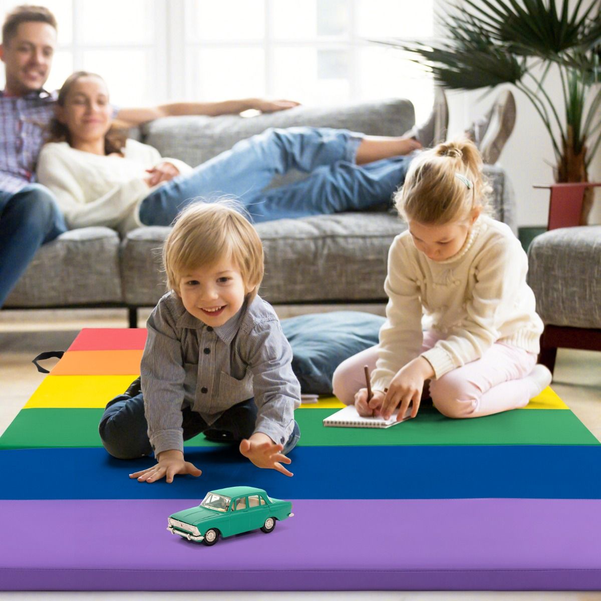 Tapis de gymnastique pliable Coast - Pliable en 3 parties - Tapis de gymnastique de 180 cm - multicolore