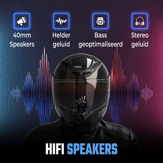 Tech Essentials R500 - Casque de moto - Avec Bluetooth 5.4 - Intercom - Radio - Microphone dur - Cyclomoteur - Scooter
