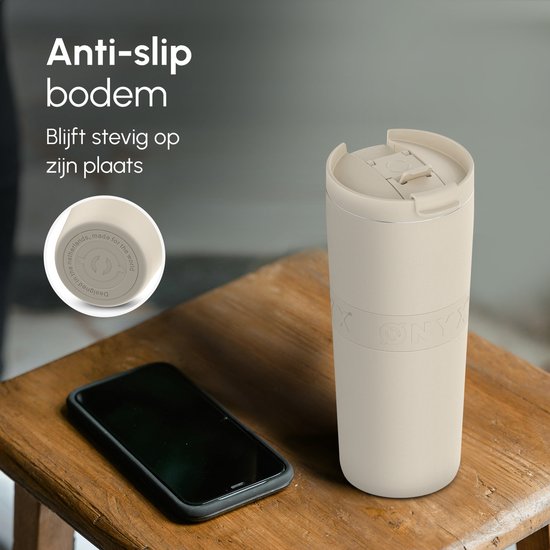 ONYX Bouteille à boire avec paille 700ML - Bouteille d'eau pour enfants et adultes - Tasse thermos - Tasse de voyage - Boire pour la motivation - Tasse à boire pour l'école - Beige