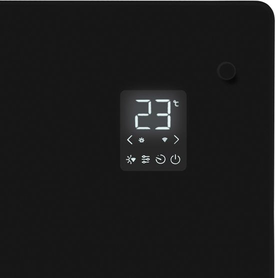 Chauffage électrique de luxe VONROC  - Convecteur avec panneau en verre - 1250W/2500W- Chauffe les pièces jusqu'à 30m2 - Contrôlé par l'application (via Wifi) et manuellement - Thermostat et minuterie réglables - Noir