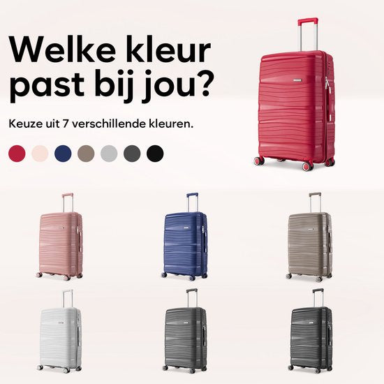 SKYCASES Travelin' Charm - 28-inch Large Travel Suitcase - Number Lock - 41x24x69 cm - 98L - Lightweight, Waterproof & Durable - Red V2
