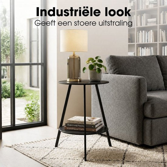 Mica Decorations Seattle : table d'appoint ronde d'extérieur - table basse - table de salon d'extérieur - peut également servir de petite table pour plantes ou de support pour plantes - métal - 58 x 46 cm - noir