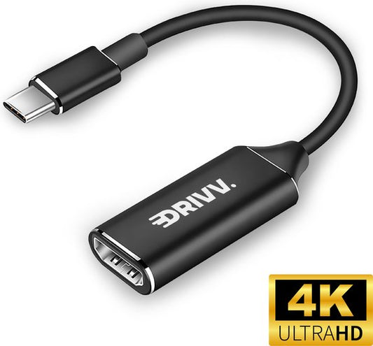 Drivv. Adaptateur USB C vers HDMI - Prise en charge 4K 30Hz - Convertisseur - Type C vers HDMI - Thunderbolt 3 - Noir