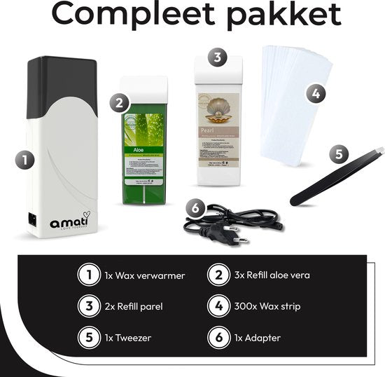 Rouleau de cire Amati avec deux recharges - Blanc