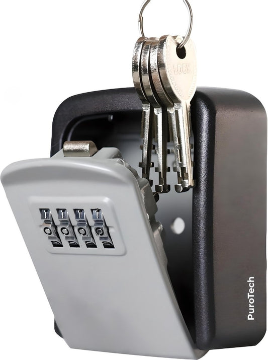 PuroTech Coffre à clés avec code - Pour intérieur et extérieur - Serrure à chiffres - Armoire à clés - Soins à domicile - Kit de montage inclus - Étanche et inoxydable - Armoire à clés