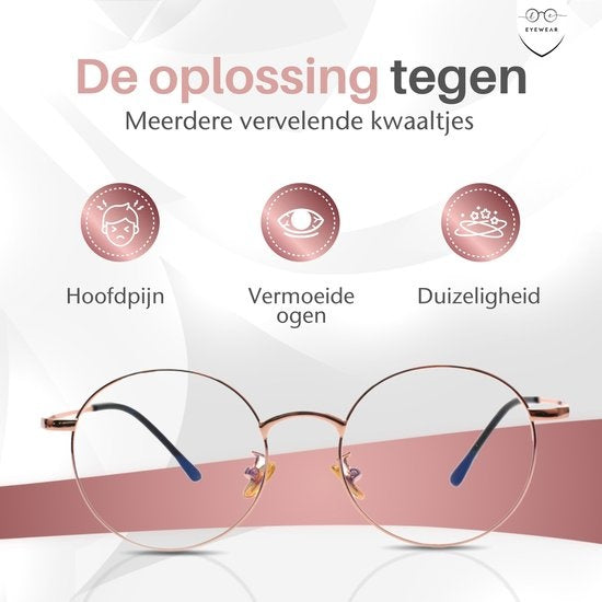 LC Eyewear Lunettes d'ordinateur - Lunettes à lumière bleue - Lunettes à lumière bleue - Lunettes d'affichage - Métal - Unisexe - Or rose