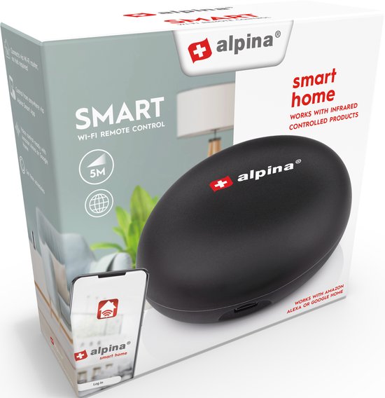 Télécommande universelle Alpina Smart Home - Wifi - Minuteur - Compatible avec Amazon Alexa et Google Home
