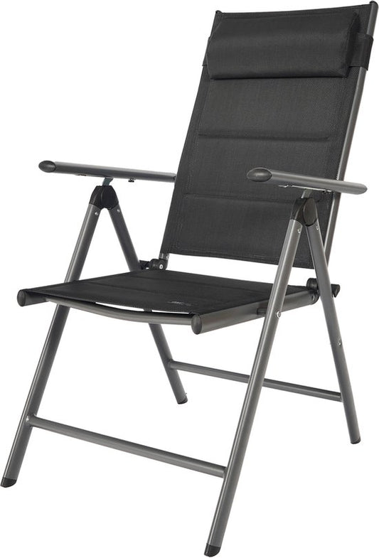 Chaise de camping AXI Mack – Chaise à plusieurs positions – Anthracite et noir – Respirante et résistante aux intempéries – Capacité de charge de 120 kg – Positions réglables et pliable – Chaise pliante confortable – Légère