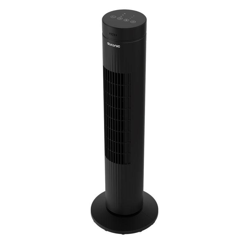 Ventilateur colonne Auronic - 76 cm - Oscillation à 60° - 35 W - 3 vitesses - Avec télécommande - Écran tactile numérique - Noir