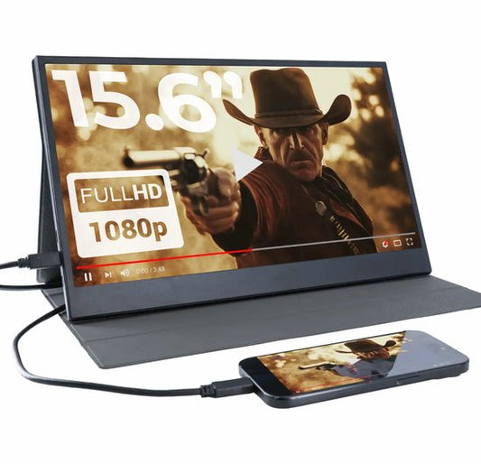 Écran portable Denver - Full HD - 15,6 pouces - Écran portable - Housse en cuir - HDMI - USB-C - PMO15604