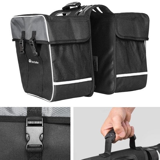 TecTake - Sacoche double pour vélo - 35 l - Noir/Gris