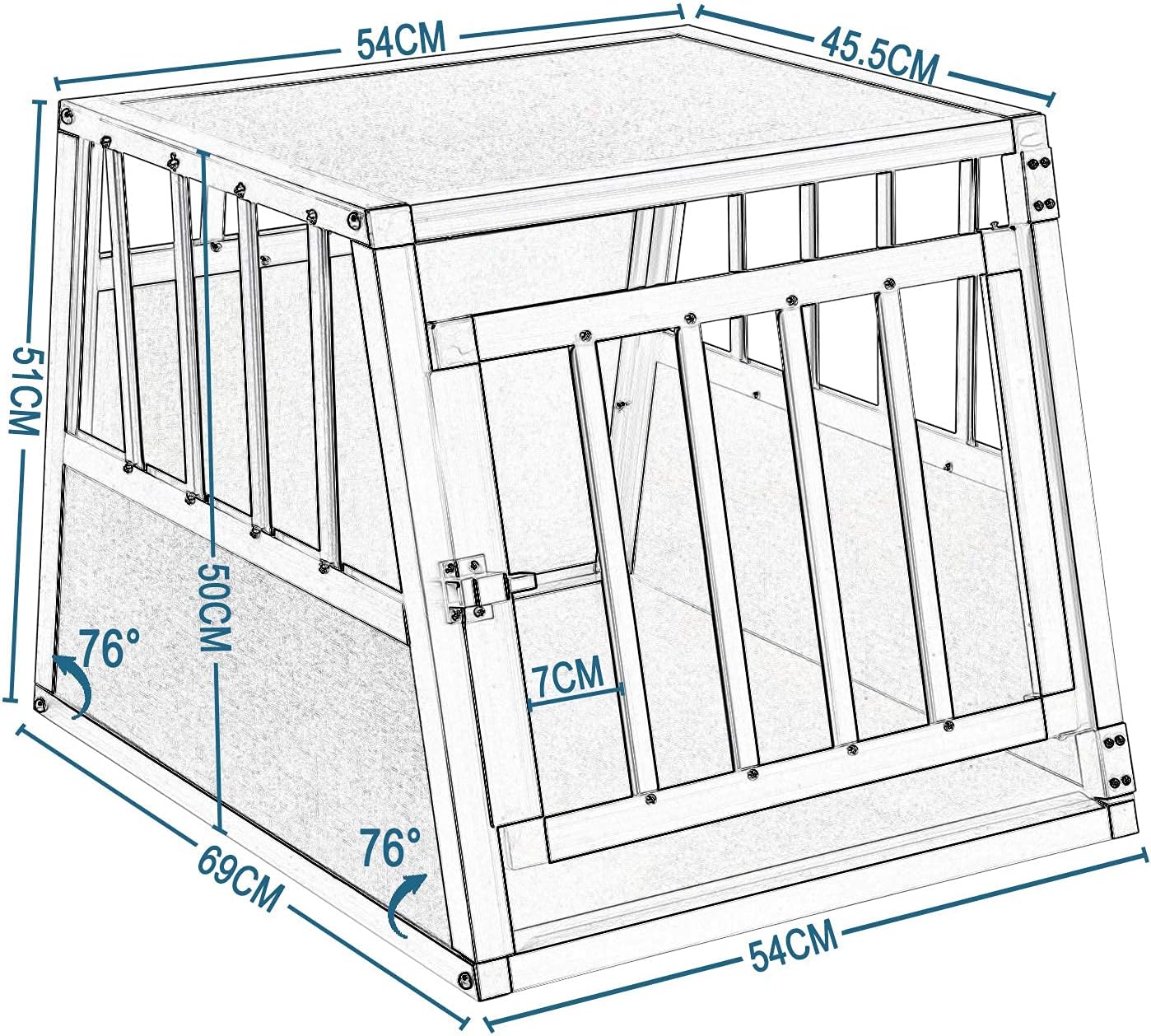 Cage pour chien EUGAD en aluminium - 69 x 54 x 50 cm - Forme trapézoïdale - Pour la voiture et la maison