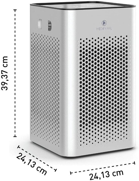Purificateur d'air Medify Air MA-25 – 170 m³/h – Filtre HEPA H13 et commande tactile – Mode nuit – Filtre à air contre le rhume des foins, les allergies et les acariens – Argent