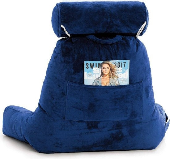 Coussin de lecture avec coussin pour la nuque - Ella® - Velours bleu marine