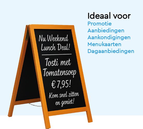 BRASQ Chalkboard Mahogany - 70x130 CM - Tableau noir - Enseigne publicitaire - Enseigne de trottoir - Double face - pour l'intérieur et l'extérieur - Hospitality