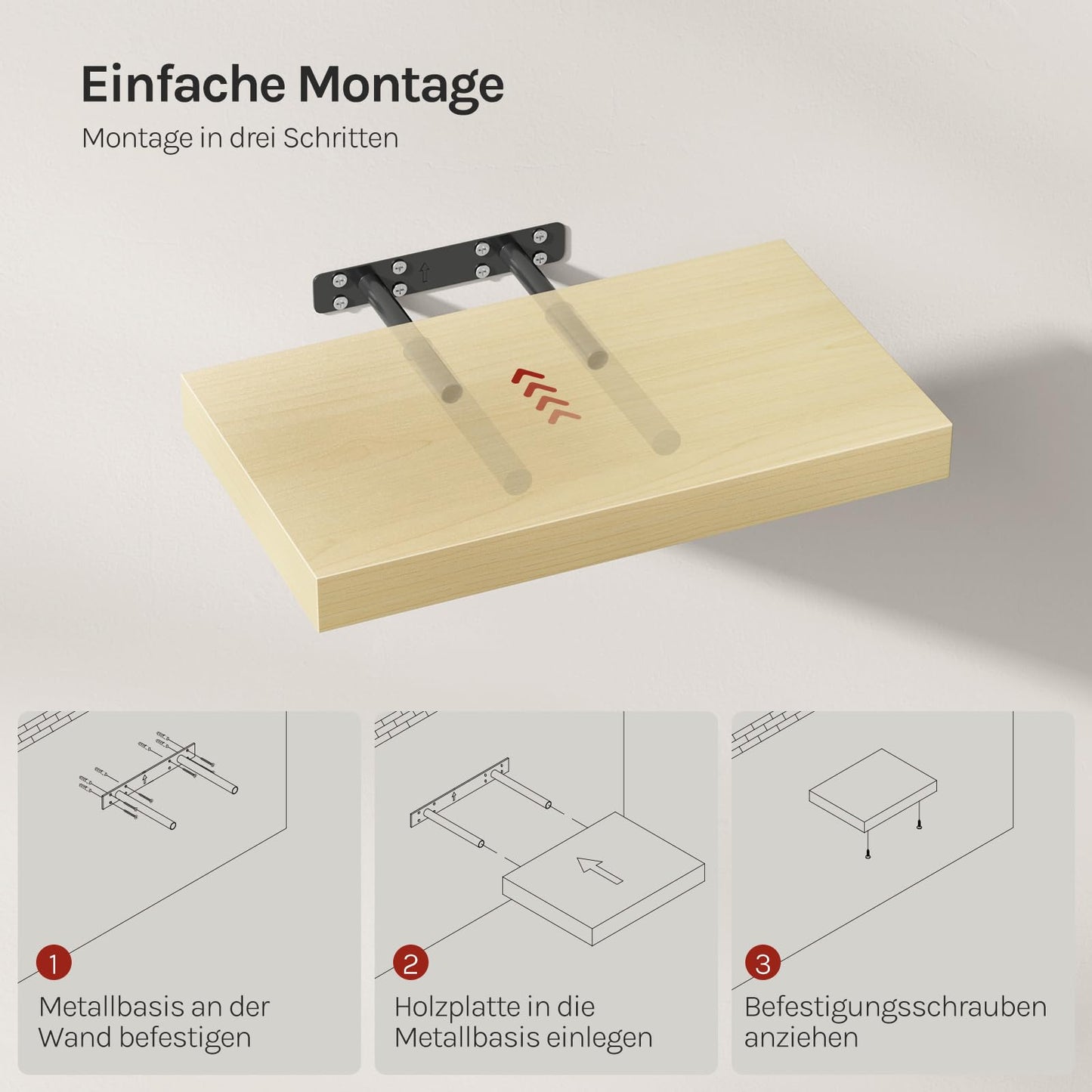Étagère murale WOLTU RG9372kei - MDF plaqué PVC - chêne jaune - 40 x 22,9 x 3,8 cm