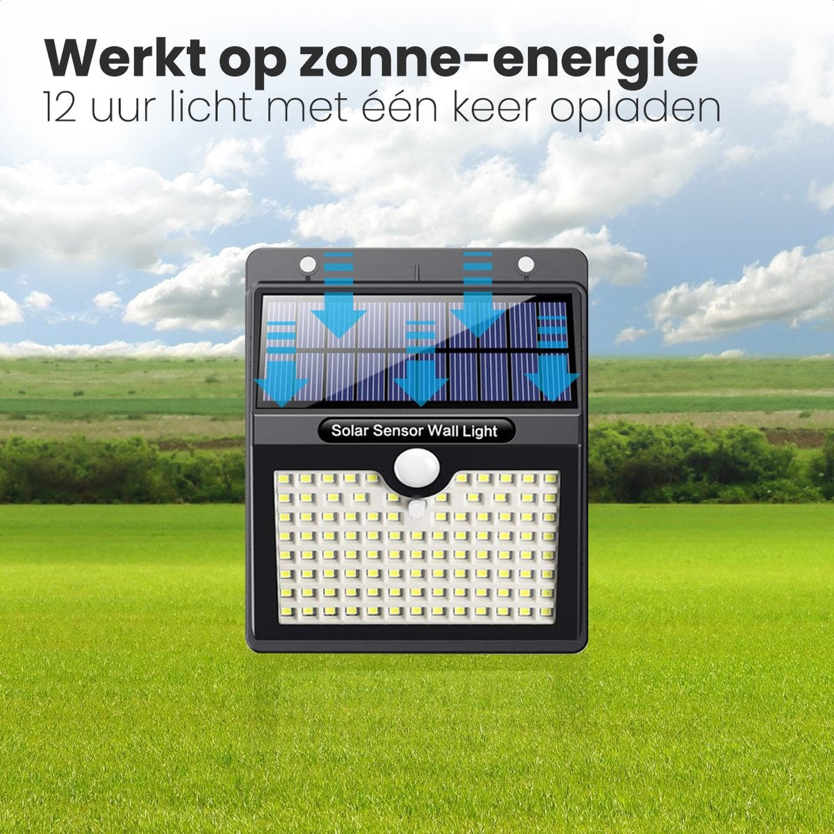 Auronic Lampe solaire d'extérieur avec détecteur de mouvement - Applique murale avec détecteur - Solaire - 97 LED - IP65 - 2 pièces - Noir