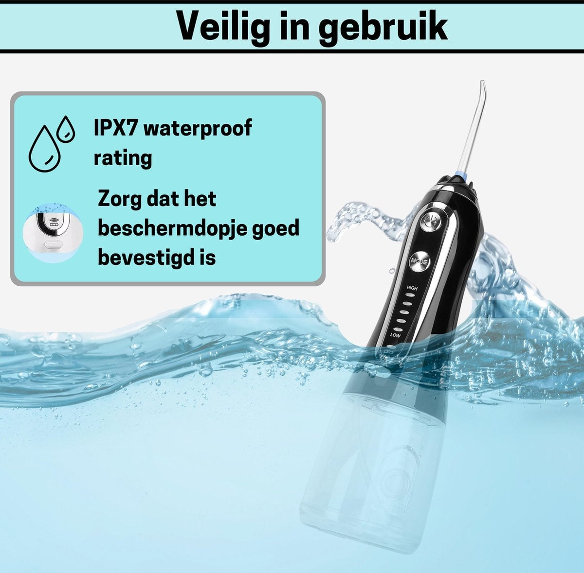 BOME Water Flosser with 7 Attachments - Oral Wash - Prevent Tartar - Cordless - 5 Stages - Black