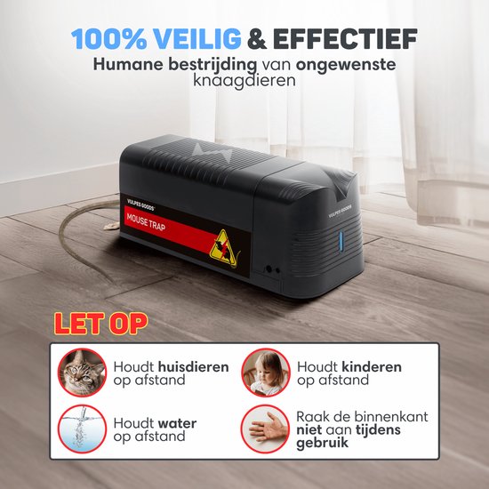 Vulpes Goods® Repellent - Souricière électrique Pro - Souricière efficace pour l'intérieur - Sans fil et rechargeable - Sûre, hygiénique et durable - Convient également comme piège à rats électrique