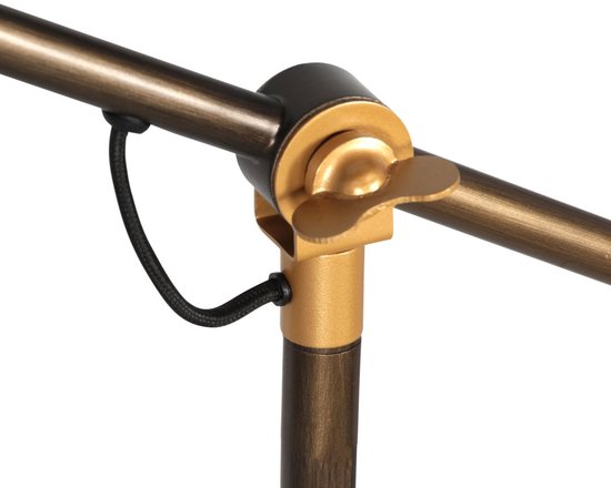Lampadaire en bronze Nove 1322BR avec détails dorés E27 - Orientable et inclinable - Design industriel - Mexlite - Cordon de 190 cm