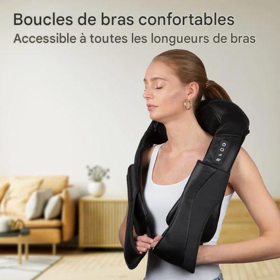Auronic Shiatsu Coussin de massage - Electrique - sans fil- Appareils de massage - Appareil de massage pour la nuque et les épaules - Infrarouge - Noir