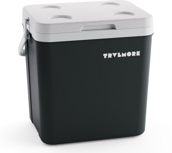 TRVLMORE Cool Box 26L - 65 heures de réfrigération - Frigobox - 2 éléments réfrigérants inclus - Anthracite