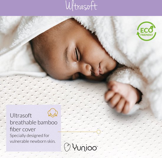 Yunioo - Matelas à langer pliable | Matelas à langer | Matelas universel pour panier à langer, panier mosaïque, landau et lit d'enfant | Avec housse ultra douce, déperlante et amovible | Soutenez une bonne cause | 74 x 38 x 3 cm