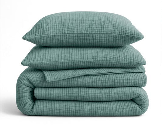 Couette 2 en 1 en mousseline Sleeptime - Couette sans housse, taie d'oreiller incluse - 240 x 200 - Vert