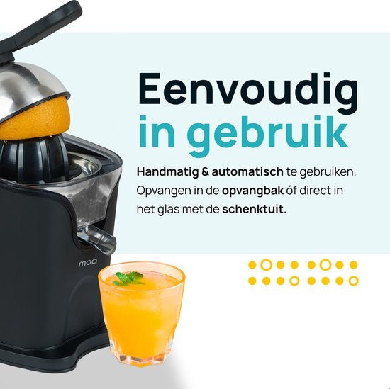MOA Presse-agrumes - Presse-agrumes - Presse-orange électrique - Presse-citron - 2 cônes de pressage - Noir - CJ408B