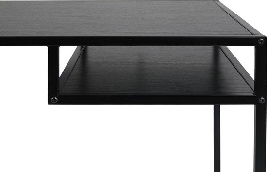 Lifa Living - Bureau industriel - Noir - Métal - MDF - avec base - Design épuré - 114 x 60 x 76 cm