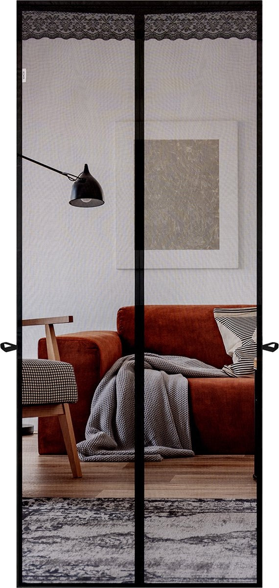 Rideau de porte O'DADDY®- Rideau anti-mouches - Magnétique - FIBRE - Moustiquaire de porte Deluxe 92 x 230 cm - Noir Hor