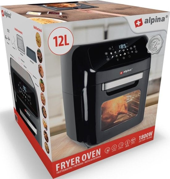 alpina Airfryer Oven 12L - Friteuse à air chaud 1800W - Four à air chaud avec fonction Bake et Grill