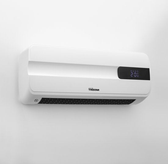 Radiateur céramique Tristar KA-5070 - 2000 W - Montage mural - Avec télécommande et écran LED - Minuterie et minuterie hebdomadaire - Blanc - Chauffage sûr et efficace avec protection contre la surchauffe