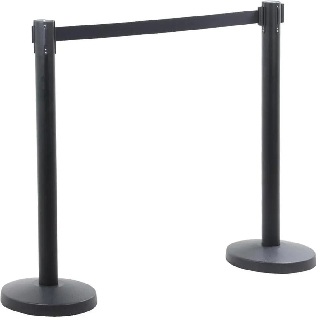 Yaheetech Lot de 2 poteaux de délimitation - Noir - Poteau de délimitation avec ruban extensible de 200 cm