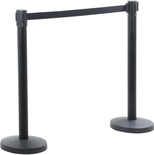 Yaheetech Lot de 2 poteaux de délimitation - Noir - Poteau de délimitation avec ruban extensible de 200 cm