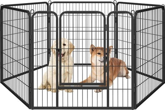 Barrière pour chiots Yaheetech, 6 panneaux avec porte - Noir - 164 x 83 x 80 cm