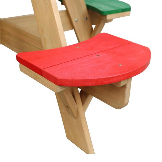 AXI Ufo Table de pique-nique ronde pour 4 enfants en couleurs arc-en-ciel - Table de pique-nique en bois - 120x120x56cm