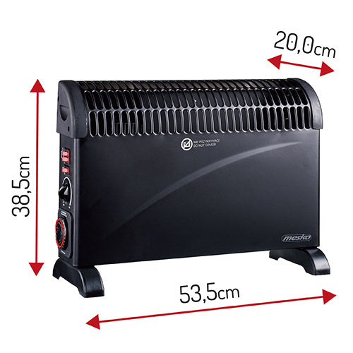 Convecteur Électrique Mesko - Thermostat Réglable & Minuterie 24H - Noir