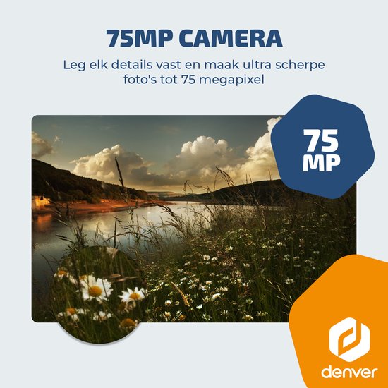 Appareil photo numérique Denver - Full HD 5K - 75 MP - Appareil photo pour vlog - Connexion Wi-Fi - Photo et vidéo - Appareil photo - DWC8475B