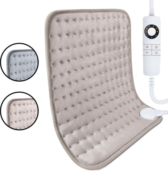 STAUS&BACH HeatMat - Coussin chauffant électrique (100W) avec 6 niveaux de chaleur et minuterie (30, 60 et 90 minutes) - Lavable - Coussin chauffant en polaire de 30 x 40 cm - Coussin chauffant pour la nuque, les épaules, le dos, l'abdomen (périodes) et l