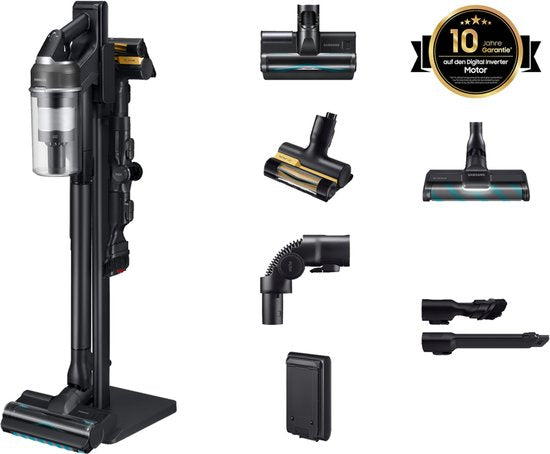 Aspirateur vertical Samsung VS70H28HFC à batterie, sans sac, filtration HEPA, 0,8 l, 770 W, noir, 2,2 Ah