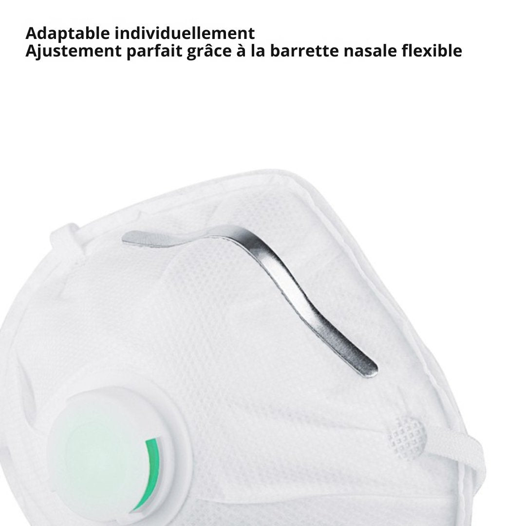 Masques anti-poussière FFP1 NR - Lot de 5 - Masque respiratoire ventilé - Confortable et sûr - Blanc
