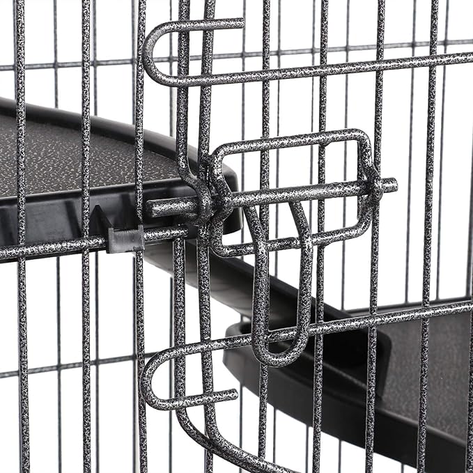 Cage pour rongeurs Yaheetech 64 x 43,8 x 131,6 cm - Noire - Cage sur roulettes pour rats, furets, chinchillas et lapins