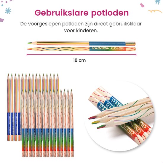 Partizzle 30x Crayons de couleur arc-en-ciel - Cadeaux de distribution de crayons - Grabbelton Crafts Treat Gifts - Apprentissage créatif du dessin et du coloriage - Pour enfants et tout-petits/adultes