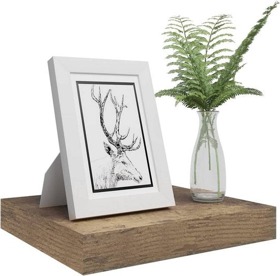 étagère flottante, étagère murale, flottante, étagère murale, étagère, étagère en bois pour livres, photos, décoration, 25 x 23 x 3.8 cm, marron vintage RG9365hov
