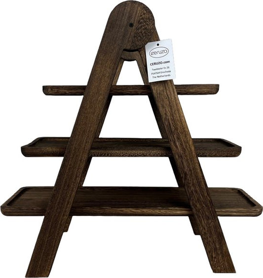 Ceruzo Etagere Plane Wood - 3 Layers - Height 42 cm - Lightweight - Serving Tower - Serving Board - High Tea
