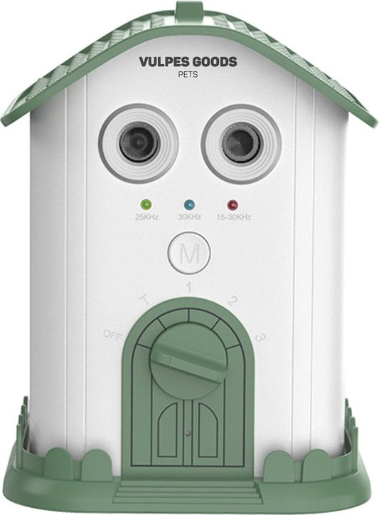 Vulpes Goods® Pets - Dispositif anti-aboiement à ultrasons - Dresseur de luxe - Rechargeable - Fonctionnement automatique - Pas de choc - Résistant à l'eau - Pour tous les chiens - Intérieur et extérieur - Portée de 15 m - 3 étapes - Anti-aboiement - Dres