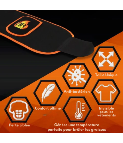 Ceinture d'entrainement abdominale - BB Belly Burner - Bande/Ceinture de sudation - Adulte - Noir