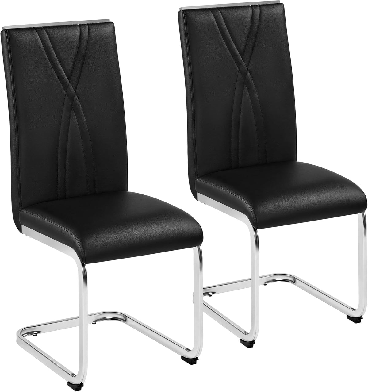 Yaheetech Ensemble de 2 chaises de salle à manger en simili cuir noir/blanc 60 × 60 × 100,5 cm